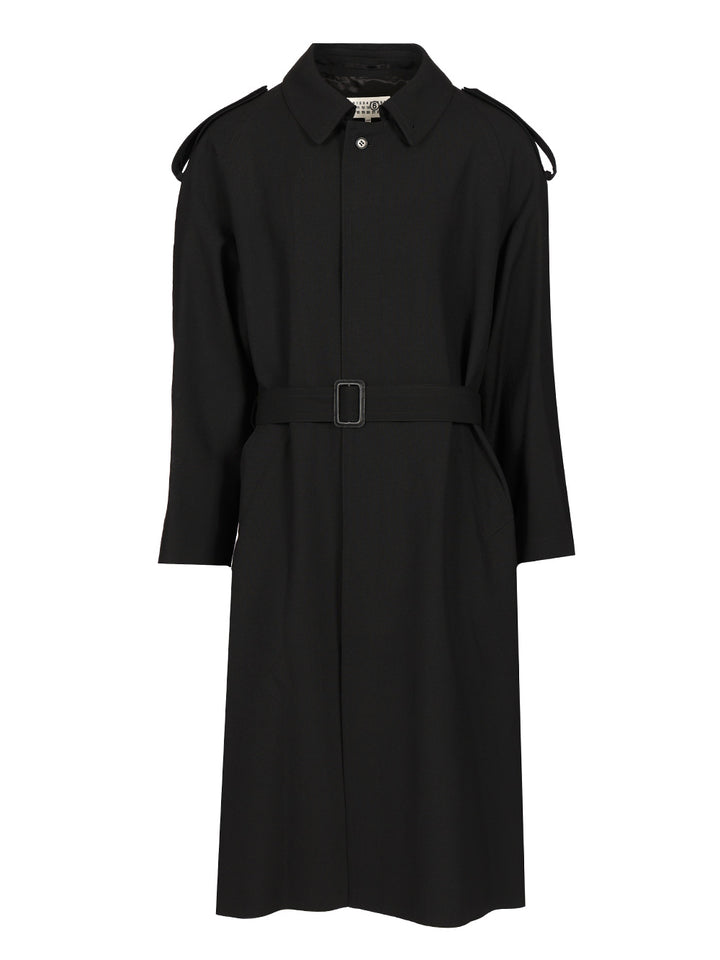 Mm6 Maison Margiela Wool Trench Coat Coats - Nero | 1a9165ca40532b98f7f48e7e0f3646fa3626dd6d