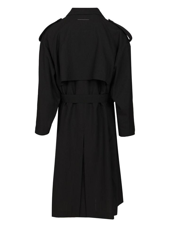 Mm6 Maison Margiela Wool Trench Coat Coats - Nero | 31da3fbe9ab1823f0627bb58a9d35adb83a8bed2
