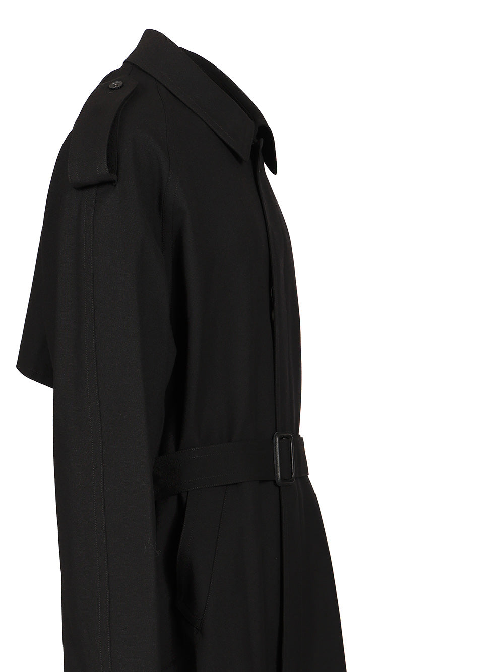 Mm6 Maison Margiela Wool Trench Coat Coats - Nero | 42f2439ad88964bd338dc1487d99855f5148311e