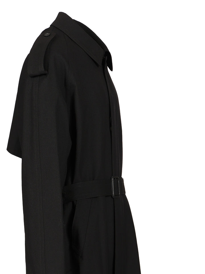 Mm6 Maison Margiela Wool Trench Coat Coats - Nero | 42f2439ad88964bd338dc1487d99855f5148311e