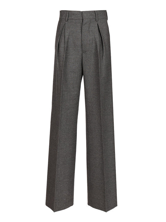 Wool Pleated Trousers Grey