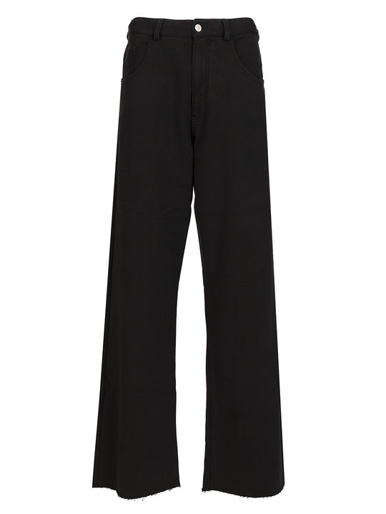 Wide Cotton Trousers Nero