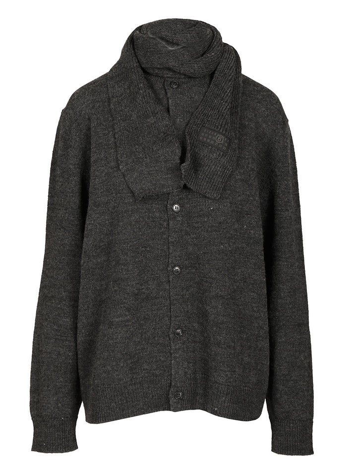 Mm6 Maison Margiela Wool Blend Cardigan Knitwear - Grey | 141cc7b3e7aea41a2eb5dae90d7601d345f98c12
