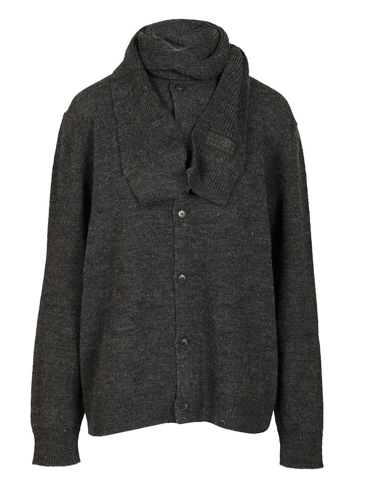 Mm6 Maison Margiela Wool Blend Cardigan Knitwear - Grey | f570531a48934f08cd881494e2af8a131cff845c
