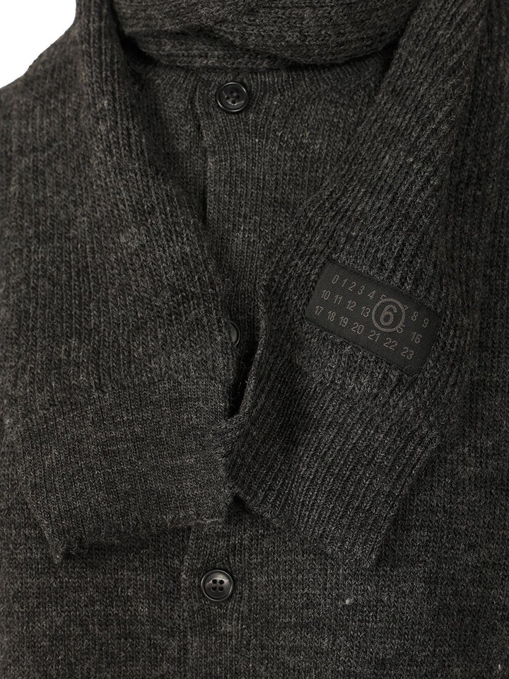 Mm6 Maison Margiela Wool Blend Cardigan Knitwear - Grey | 66ebf370aaf348635ae1c0068bd2e74247ebbcfe