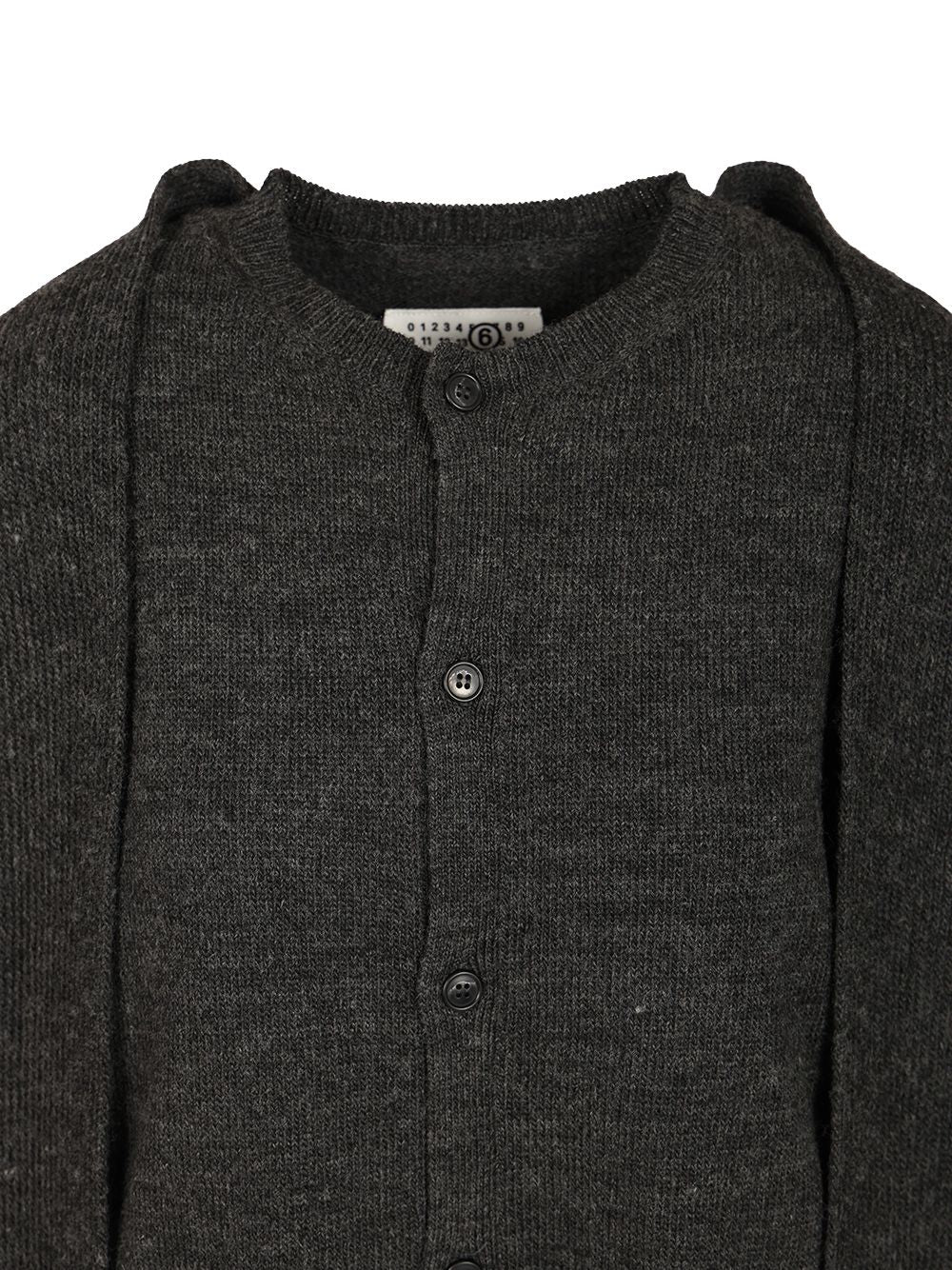 Mm6 Maison Margiela Wool Blend Cardigan Knitwear - Grey | 2806f905a8c16e82f8a54c427ed00681ab1a34fd