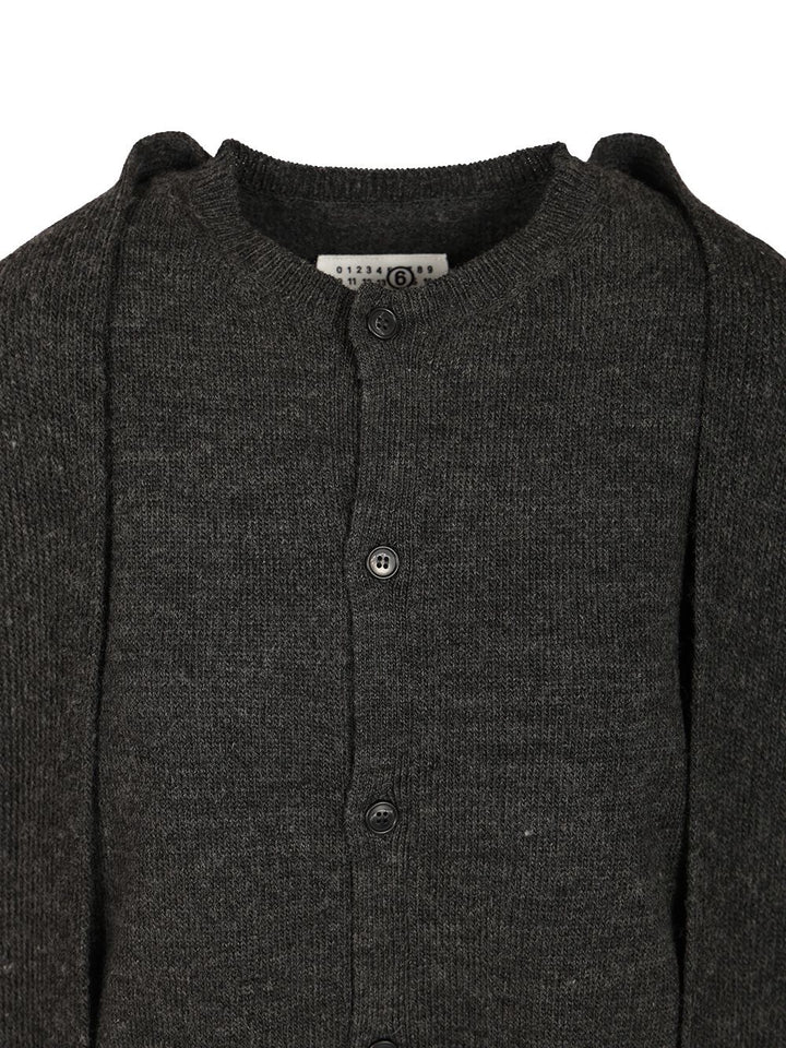 Mm6 Maison Margiela Wool Blend Cardigan Knitwear - Grey | 2806f905a8c16e82f8a54c427ed00681ab1a34fd