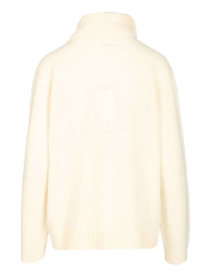 Mm6 Maison Margiela Wool Blend Cardigan Knitwear - Bianco | c6468ee3920028e7ce2834ba9ea41aeb1c881bd4