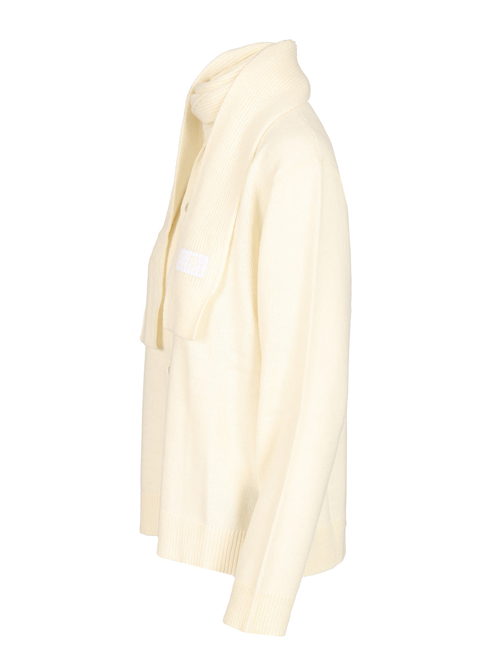 Mm6 Maison Margiela Wool Blend Cardigan Knitwear - Bianco | 26ca3265543721aea25223cdc60747781bdbae07