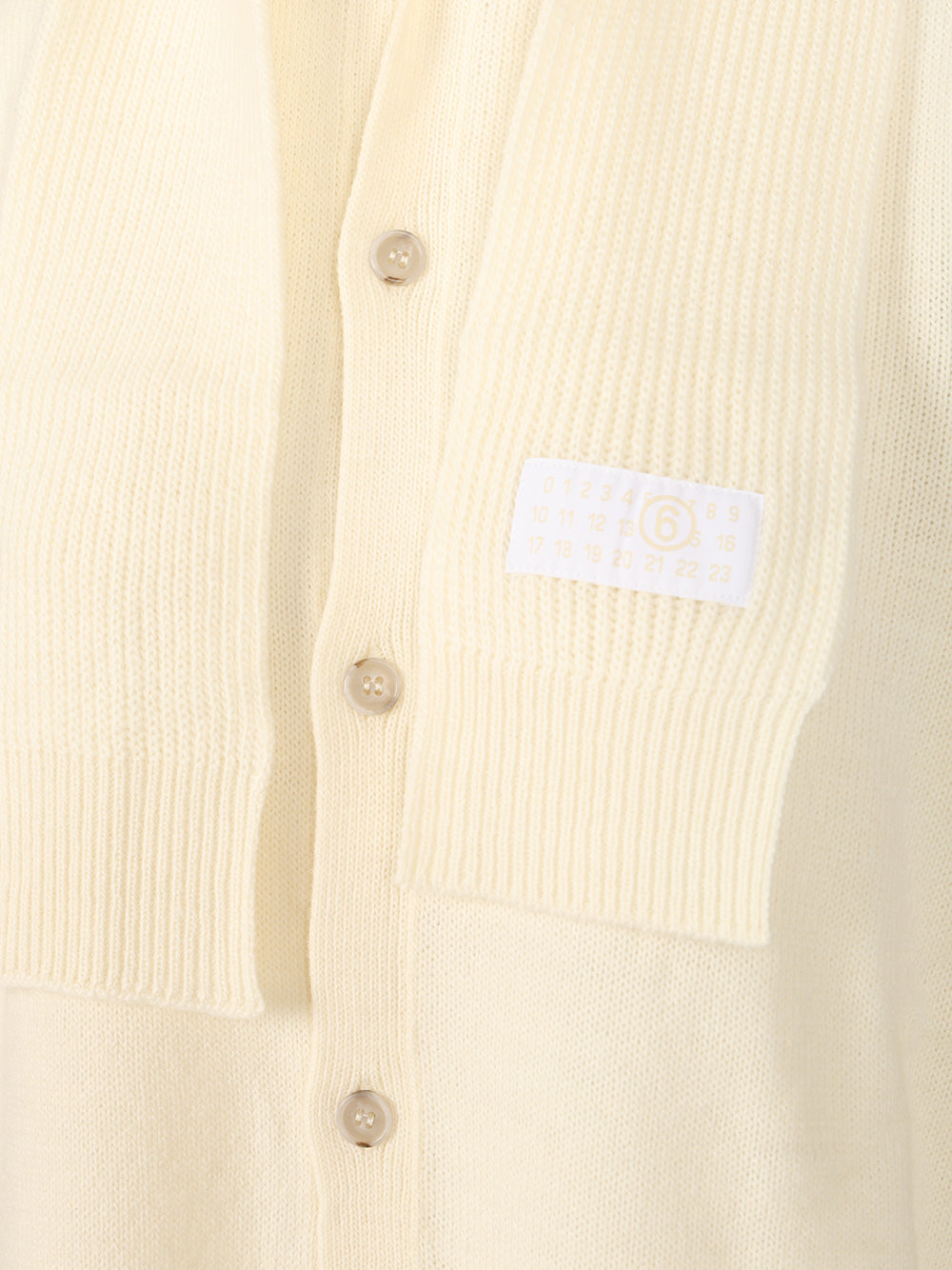 Mm6 Maison Margiela Wool Blend Cardigan Knitwear - Bianco | c5bf4f9c76abf3fd3913250b3070c5b2a86acac6