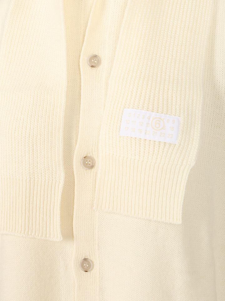Mm6 Maison Margiela Wool Blend Cardigan Knitwear - Bianco | c5bf4f9c76abf3fd3913250b3070c5b2a86acac6