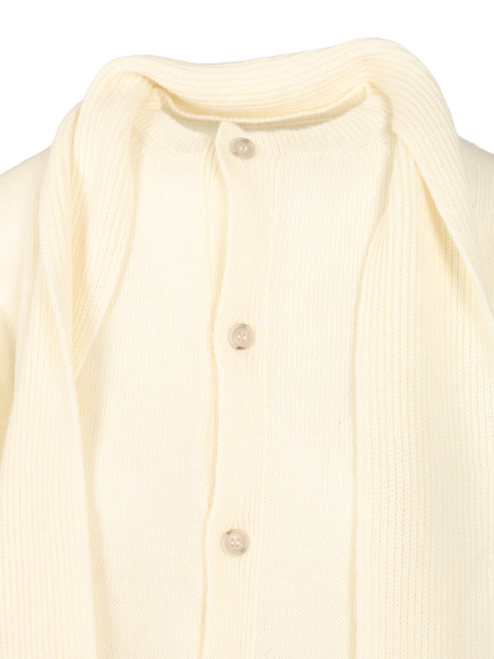 Mm6 Maison Margiela Wool Blend Cardigan Knitwear - Bianco | f6ca16b0dde50cf4b8c68629845a8b1d0f8b2ffd