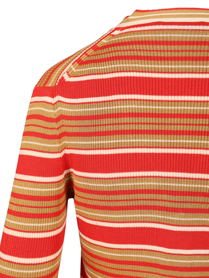 Fendi Striped Silk And Cotton Cardigan Knitwear - Rosso | d25e63ff5249e195dba85ecfb484a568fe13a4c8