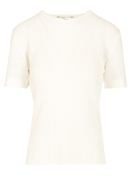 Cotton Blend Sweater T-Shirt Bianco