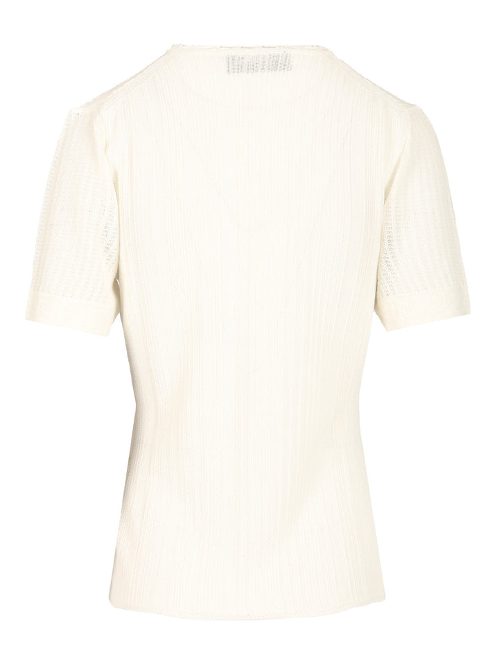 Fendi Cotton Blend Sweater T-Shirt - Bianco | 1ffdb40a6e7e7fded61fc7d3918f8d088a45996d