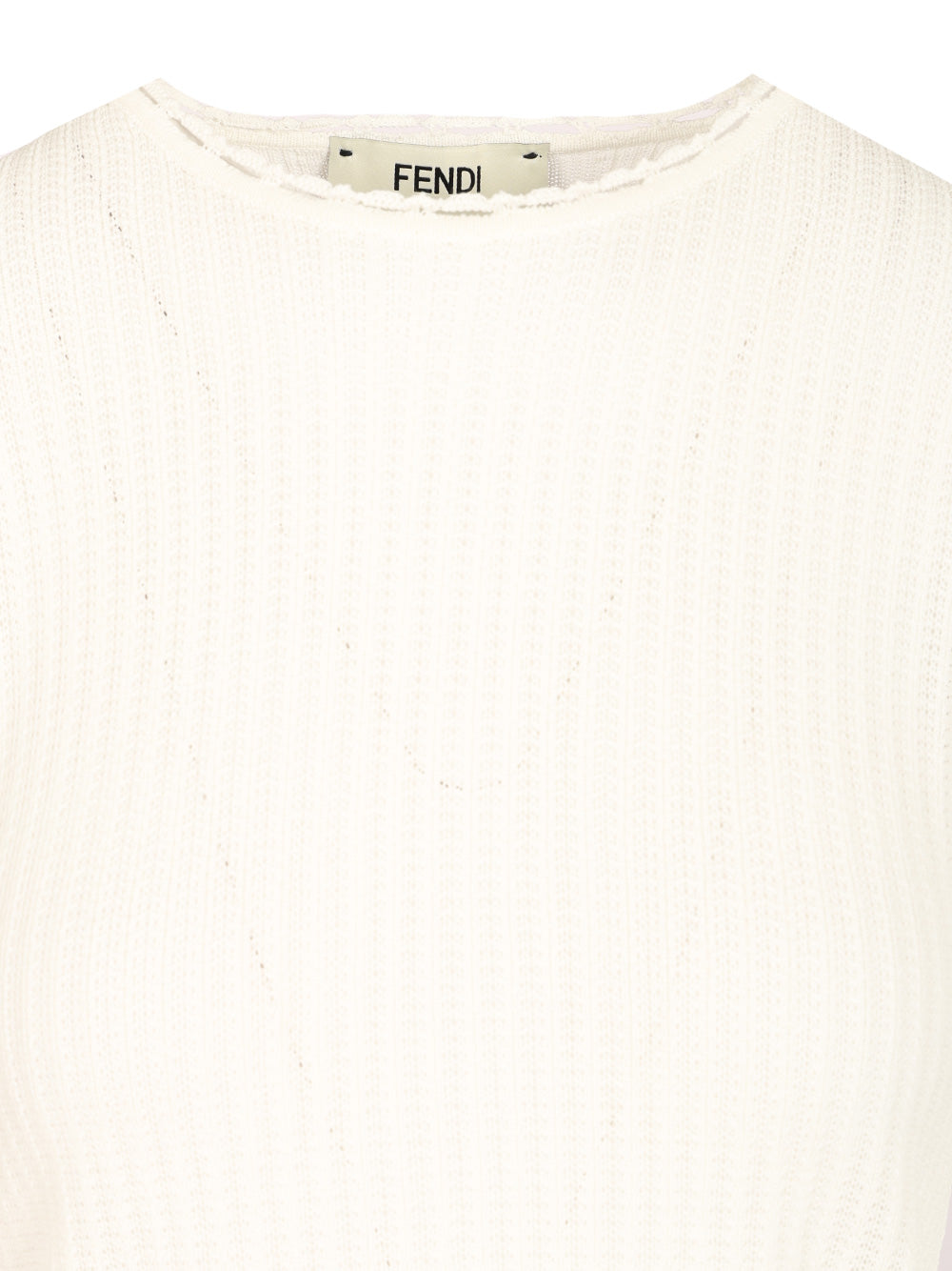 Fendi Cotton Blend Sweater T-Shirt - Bianco | 08ba953c02c517fc9f7cd9636bf35cdc06cda668