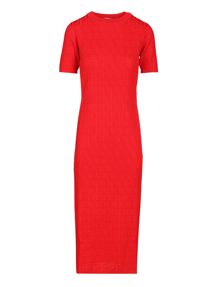 Fendi Ff Cotton And Viscose Dress Abiti - Rosso | f998282c58f59f95ad7633baf750d7f09d9763ee