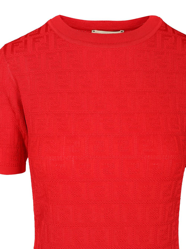 Fendi Ff Cotton And Viscose Dress Abiti - Rosso | d291c9f1f7399908db1003f8e683bdce65950108