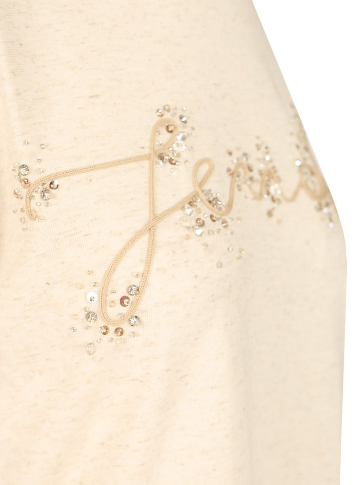 Fendi Cotton And Linen T-Shirt - Beige | 5f448abac25aa1f30be66ce4da0e9ce3da46d1a7