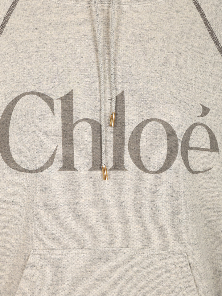 Chloe' Oversized Logo Hoodie Sweatshirts - Grey | 2d7b28122b0b8161a7eb39bfd4177c150a11655a