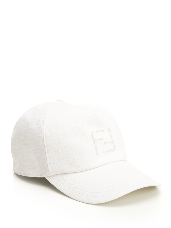 Fendi Canvas Baseball Cap Cappelli - Bianco | 4e16559b89b1840afa5d617e4b4449c4314bd7d6