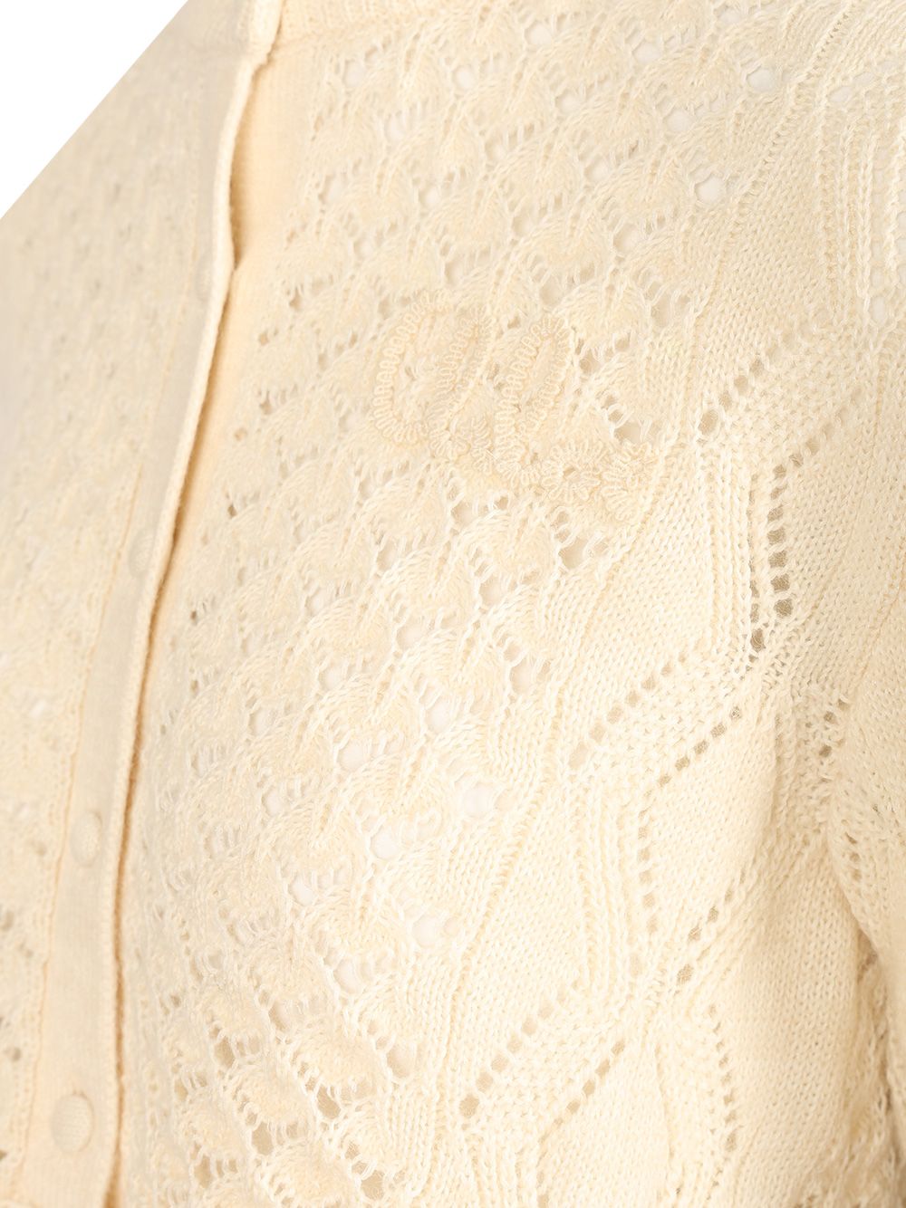 Chloe' Cardigan With Logo And Ruffle Knitwear - Bianco | 5c0ec62e45eae4b38623933715ca7bca5135f0d9