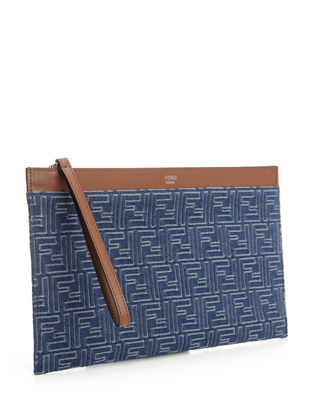 Fendi Medium Ff Flat Pouch Small leather goods - Blu | 929589378a5b409573f50420bbf89bbb65b369d8