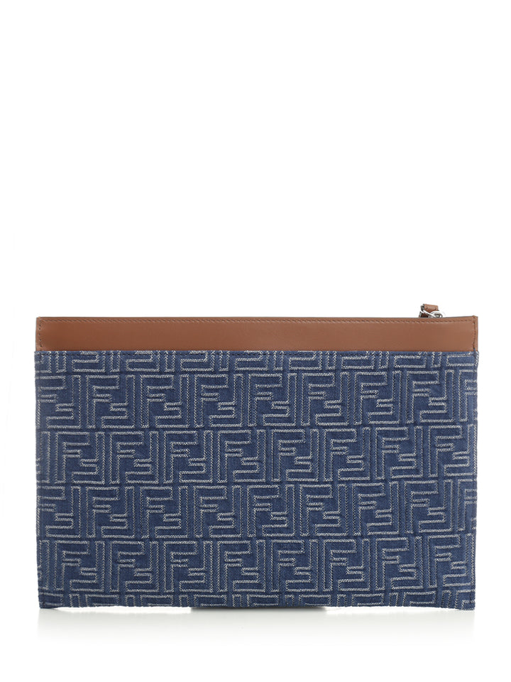 Fendi Medium Ff Flat Pouch Small leather goods - Blu | 6fba61ea37966fa396d3bfa2803f5743cf680358