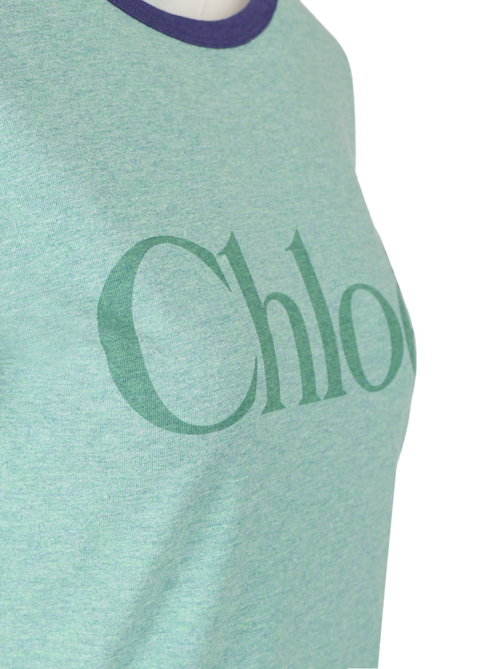 Chloe' Fitted Logo T-Shirt - Light blue | 350ce9dced129fc3c1052f34eb54c3cb9f3828a4