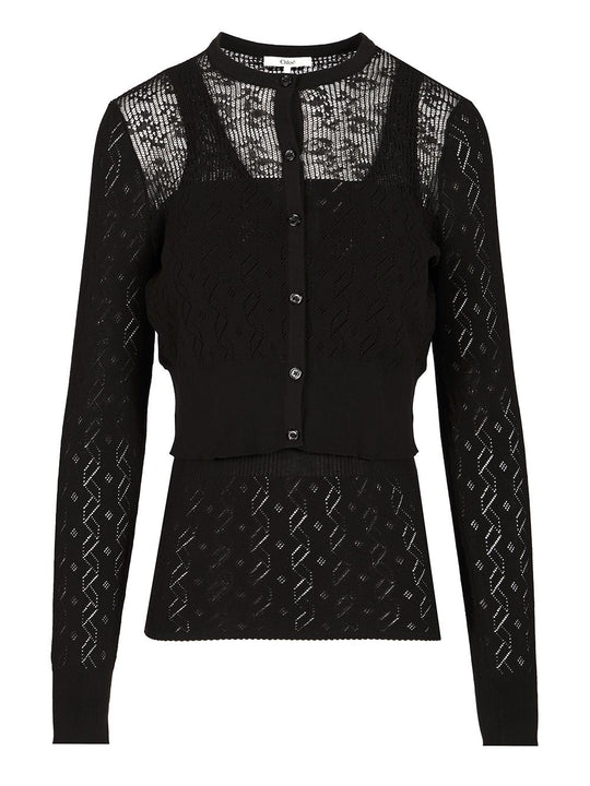 Twin Set In Cotton Knit Knitwear Nero