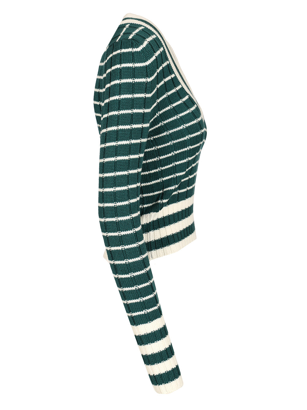 Chloe' Fitted V-Neck Sweater Knitwear - Verde | 999b94539d0be35a4ba61315141a38b9e6894153