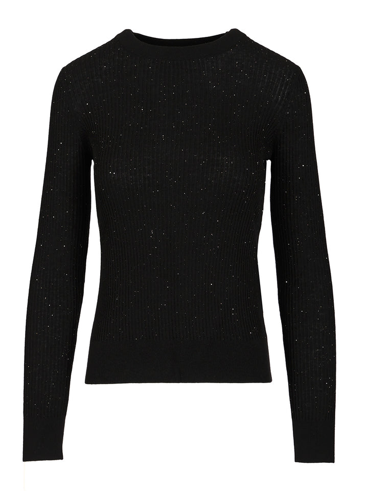 Max Mara Studio Wool And Silk Sequin Sweater Knitwear - Nero | dfb935e6ed1b120ff6070c9ae05b5ba3da88cb73