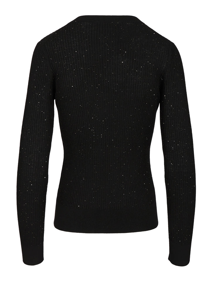 Max Mara Studio Wool And Silk Sequin Sweater Knitwear - Nero | d4ed3fe375b2a54c2385851cdec2891b0a280959