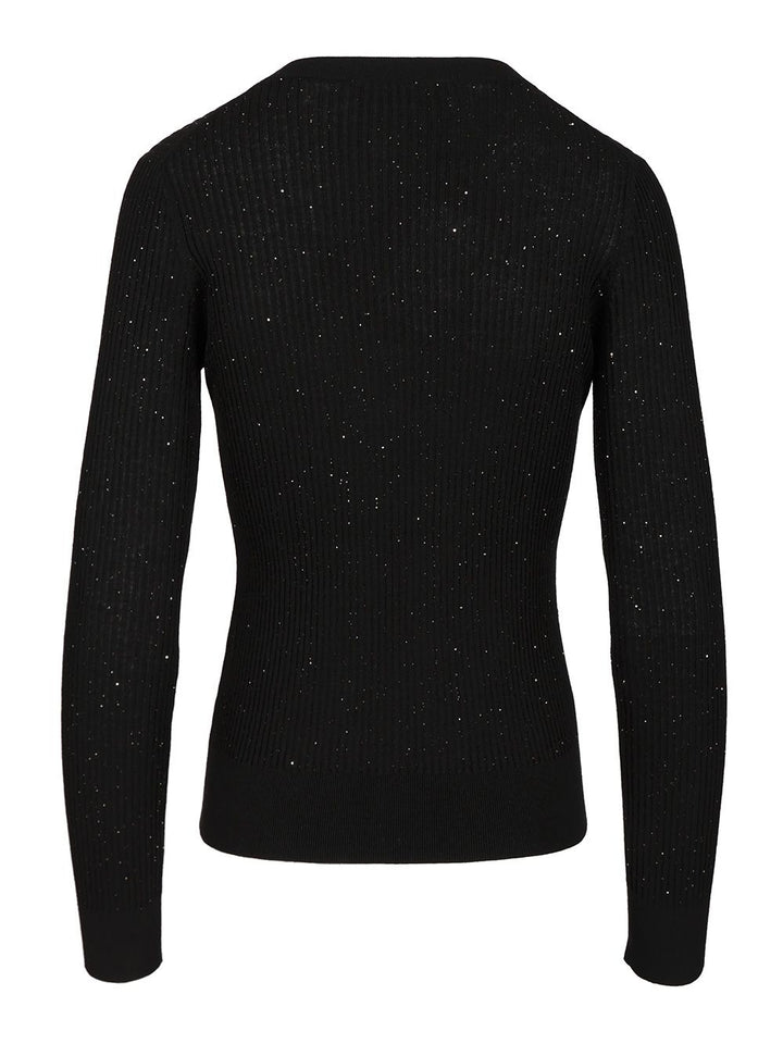 Max Mara Studio Wool And Silk Sequin Sweater Knitwear - Nero | e175da17fd06f69dca52414c36779fc268b3ccb7