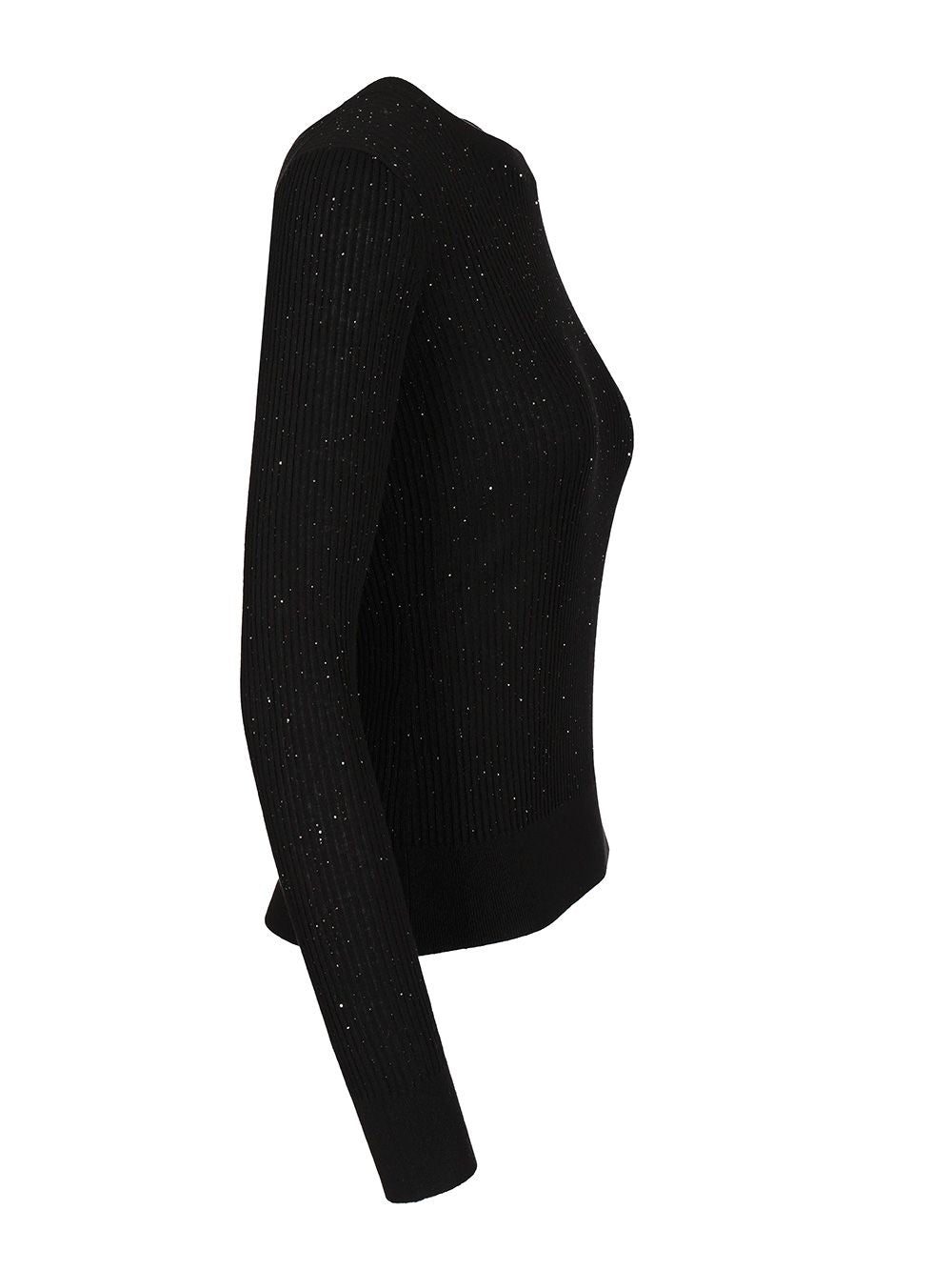 Max Mara Studio Wool And Silk Sequin Sweater Knitwear - Nero | dfd8de787966559dd52b73da55529d6b01ec33b6