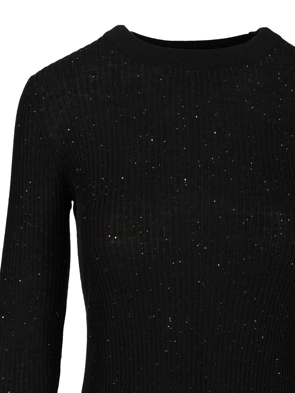 Max Mara Studio Wool And Silk Sequin Sweater Knitwear - Nero | 7da30db71e4b1ab3d19569592e45f3c74646aecc