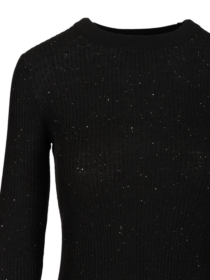 Max Mara Studio Wool And Silk Sequin Sweater Knitwear - Nero | ab42c72a43d8d8ca95f2eaf7dce25da393956e03