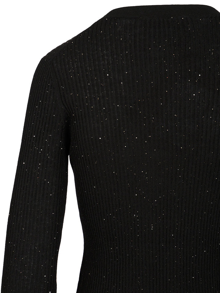 Max Mara Studio Wool And Silk Sequin Sweater Knitwear - Nero | 6d0ff9cd55f2514ad408866afe342568ac7a712d