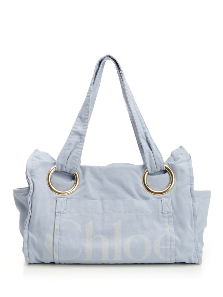 Chloe' Chloé Plage Tote Bag Shoulder Bags - Light blue | 71965655b6f7ea00bce2d405268206837d03525f