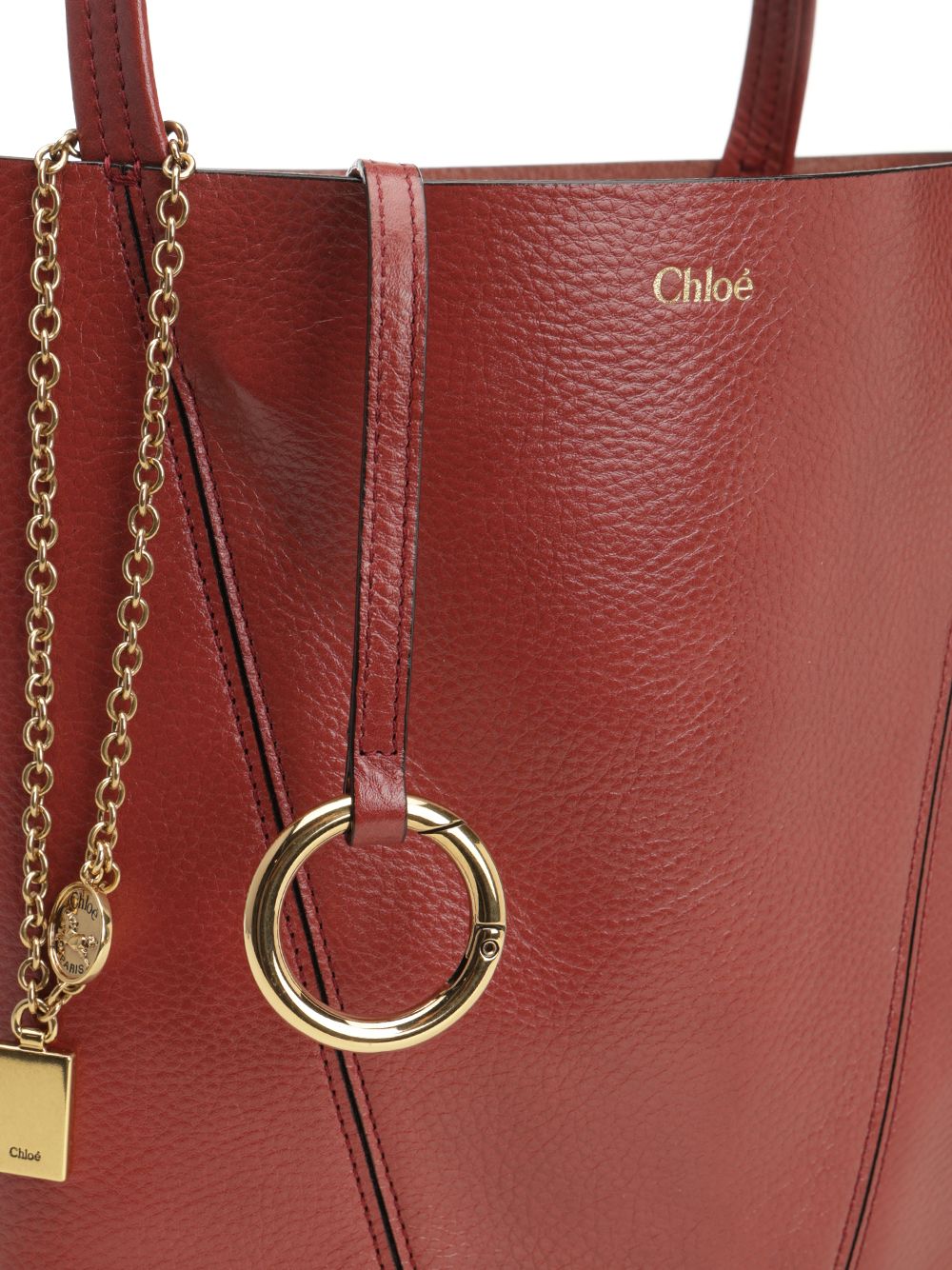 Chloe' Chloé Spin Large Hammered Leather Tote Bag Handbags - Nero | 81749720a1332837186ca59b653bad56a6700ebe