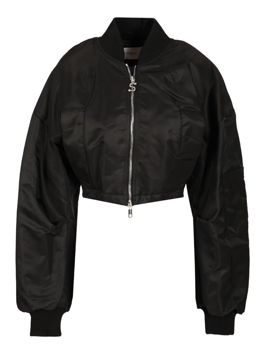 Water-Repellent Twill Bomber Jacket Giacche Nero