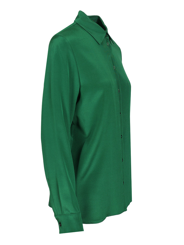 Max Mara Stretch Silk Cady Shirt Shirts - Verde | c1ae01a022470c7c8b639da4f803df54d64e1077