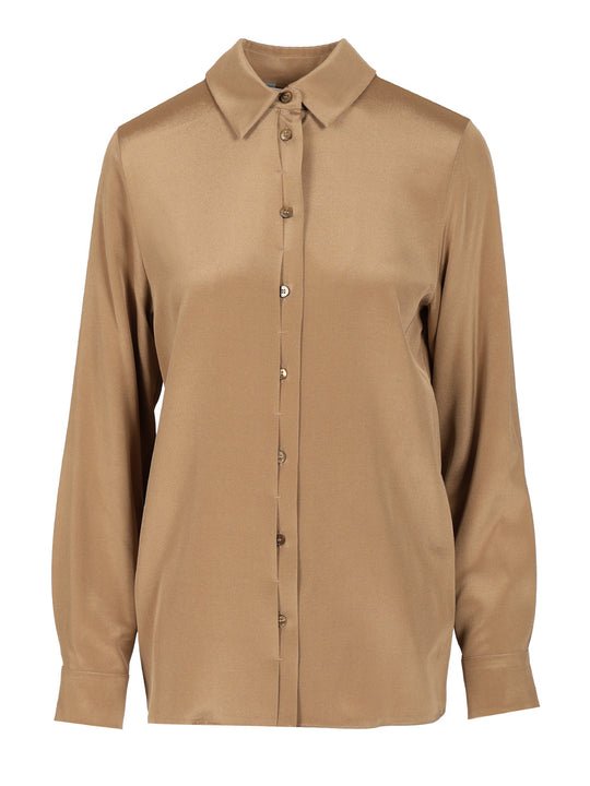 Stretch Silk Cady Shirt Shirts Marrone