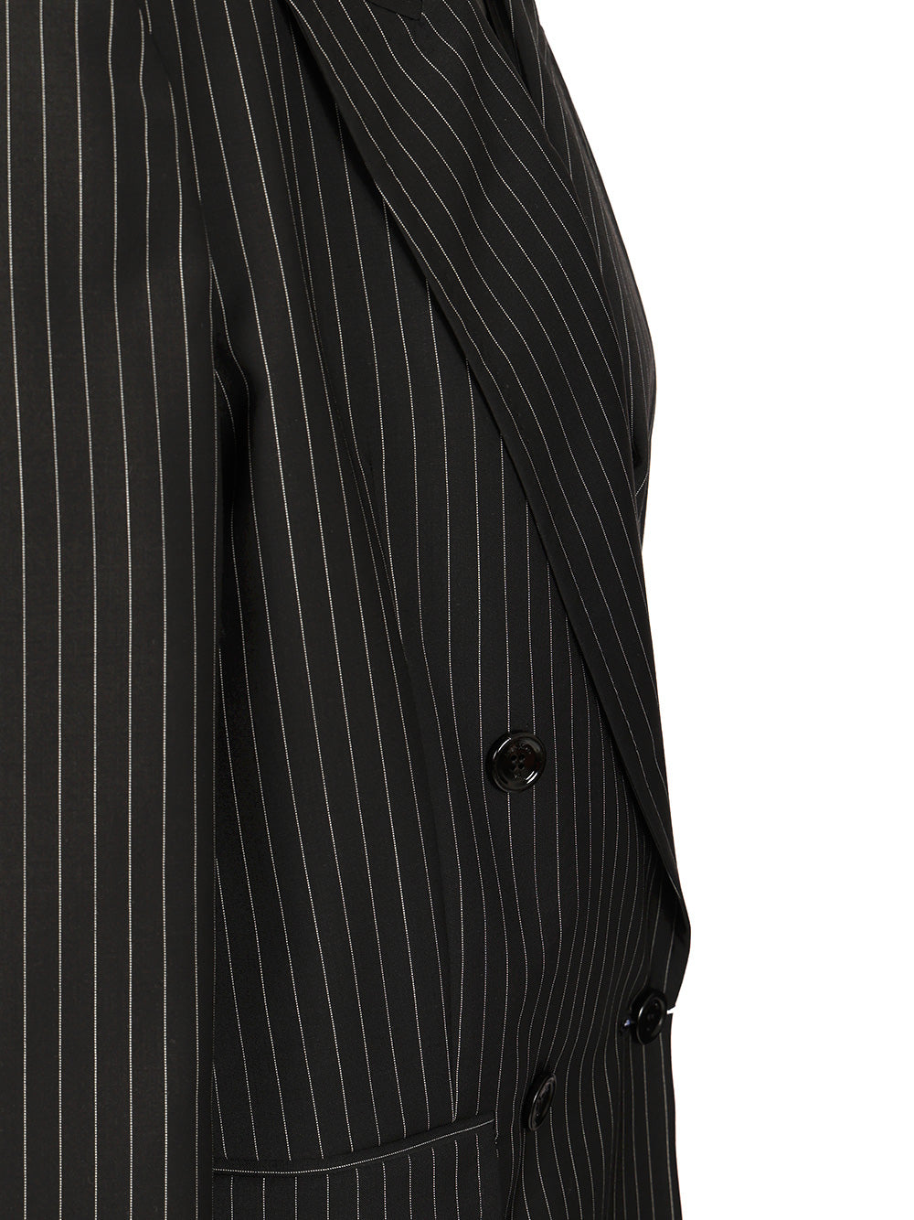 Max Mara Double-Breasted Blazer In Pinstriped Wool Giacche - Nero | 50ab9bf2ef008fcb2b22f771093e0706b0909236