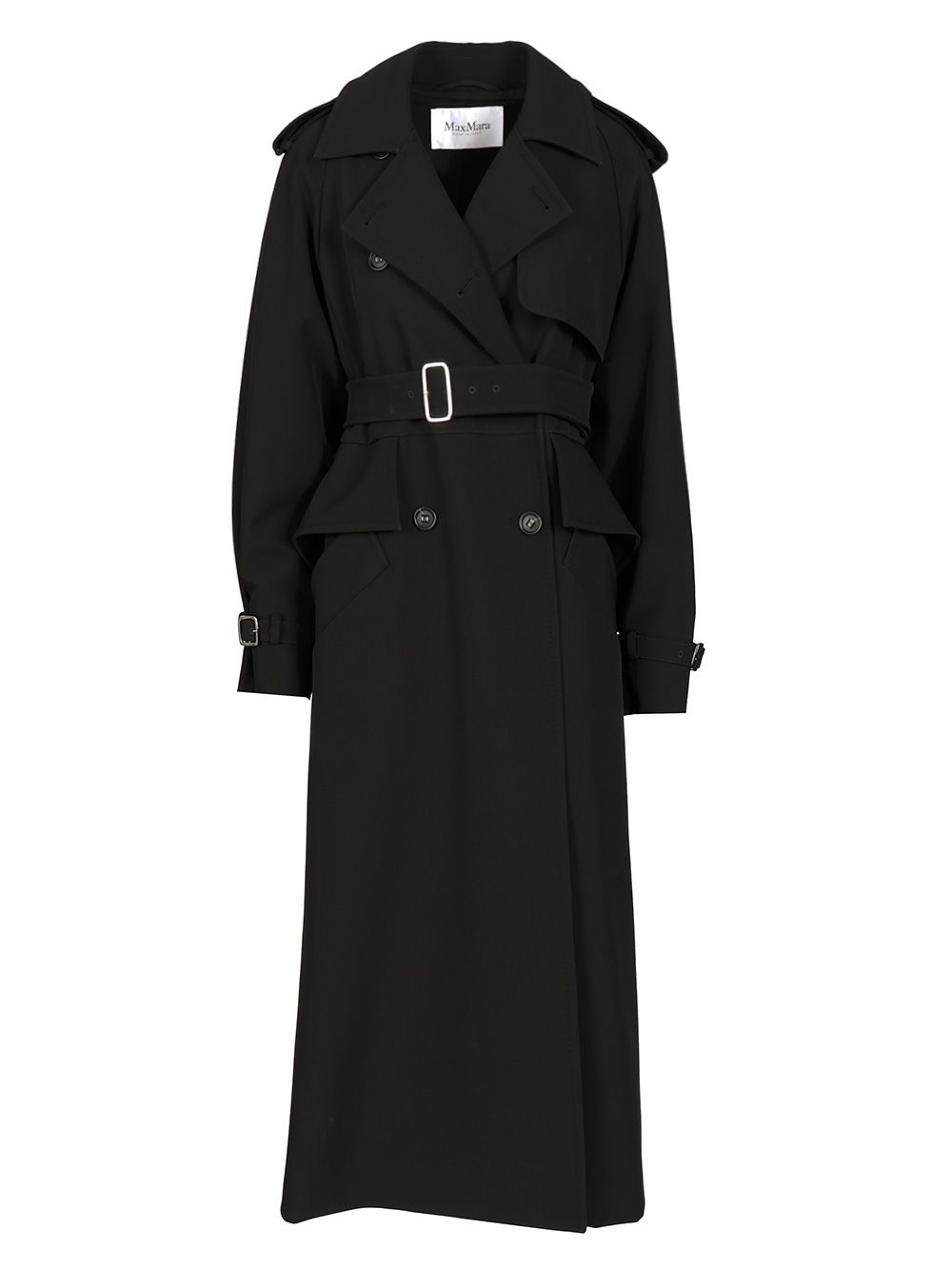 Max Mara Long Trench Coat Coats - Nero | bcced1d7595a79c59034f40141d72022f391893c