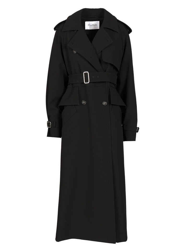 Max Mara Long Trench Coat Coats - Nero | bcced1d7595a79c59034f40141d72022f391893c