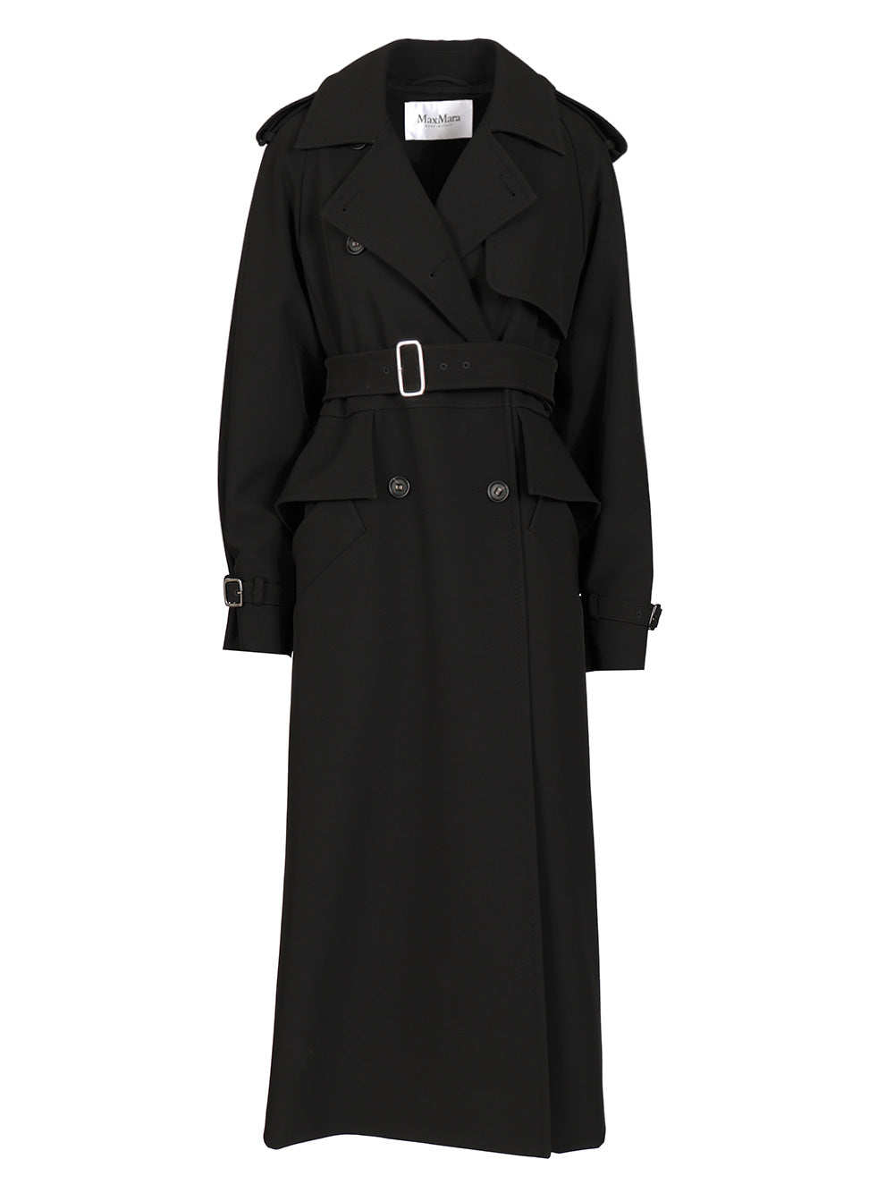Max Mara Long Trench Coat Coats - Nero | 1bd2e5982d69ff320a0b0b1d4d2d795a148933eb