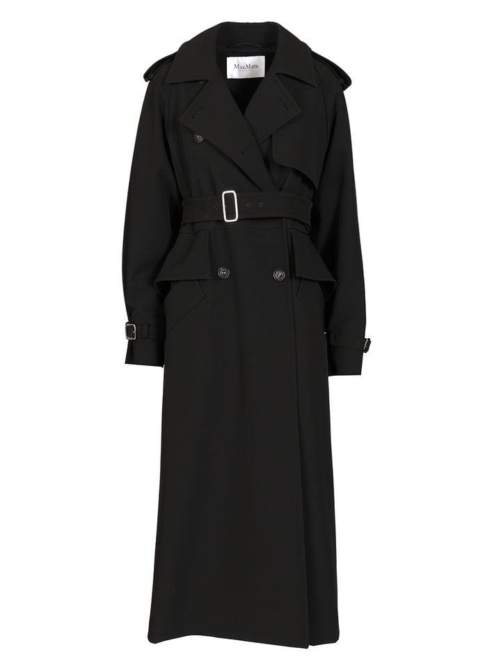 Max Mara Long Trench Coat Coats - Nero | 1bd2e5982d69ff320a0b0b1d4d2d795a148933eb