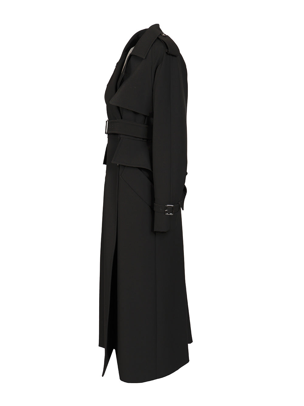 Max Mara Long Trench Coat Coats - Nero | 39ed03aacc7faeeb09e6e0dbd27ea05ae72a22ef