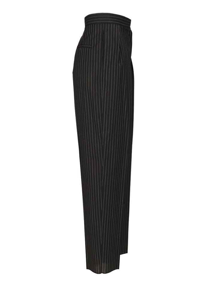 Max Mara Carrot  In Wool Canvas Trousers - Nero | 840d2a0e89b32b8104205d5af9defe05c2bb20c9